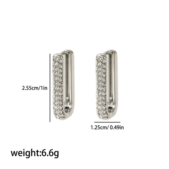 Wholesale Women's Stainless Steel Geometric Ushape Electroplated Earrings