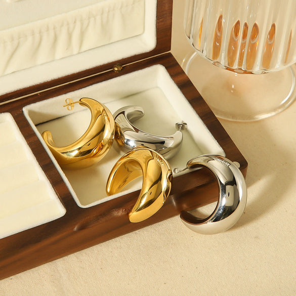 Wholesale Women's Stainless Steel Geometric Ushape Electroplated Earrings