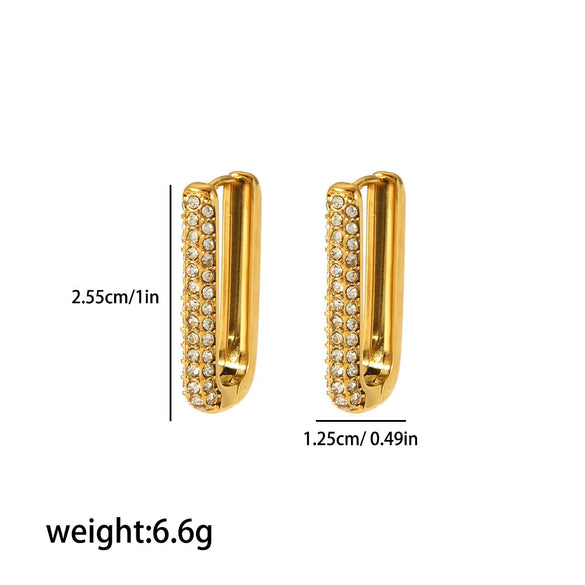 Wholesale Women's Stainless Steel Geometric Ushape Electroplated Earrings