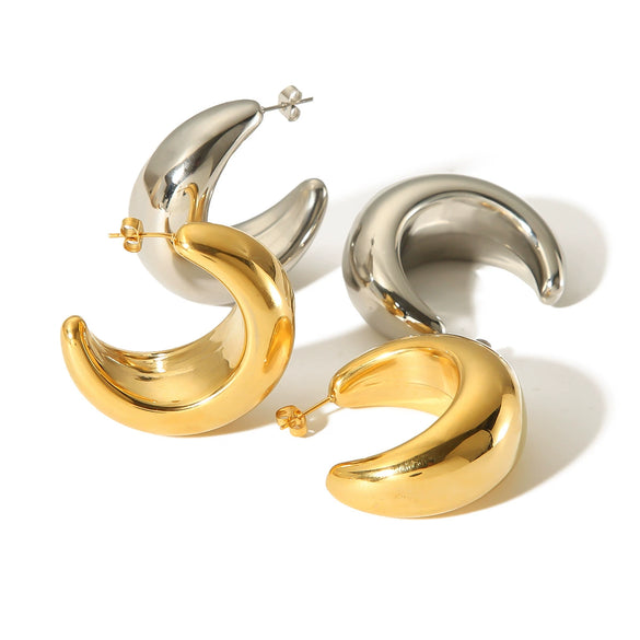 Wholesale Women's Stainless Steel Geometric Ushape Electroplated Earrings