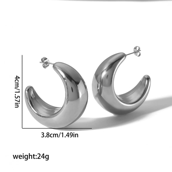 Wholesale Women's Stainless Steel Geometric Ushape Electroplated Earrings