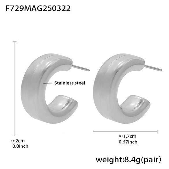 Wholesale Women's 316L Stainless Steel Geometric Ushaped Electroplated Light Luxury Earrings