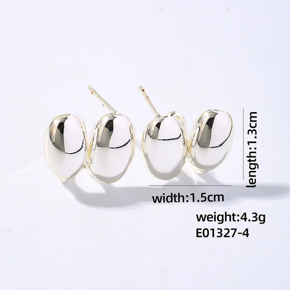 Wholesale Women's Stainless Steel Geometric Ushaped Hollow Exaggerated Simple Silver Glossy Electroplated Earrings