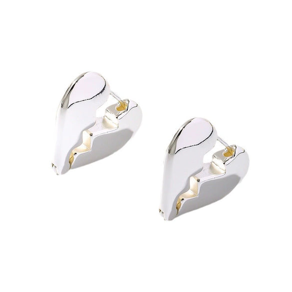 Wholesale Women's Stainless Steel Geometric Ushaped Hollow Exaggerated Simple Silver Glossy Electroplated Earrings