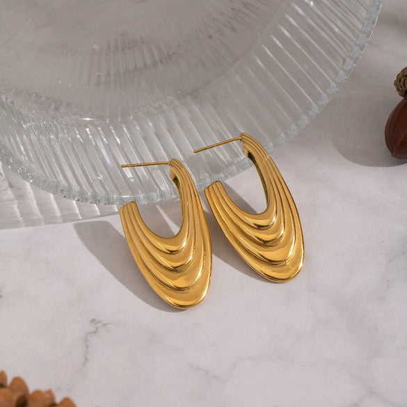 Wholesale Women's Stainless Steel Geometric Ushaped Vacuum Real Gold Plated Earrings For Versatile Wear