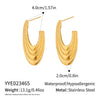 Wholesale Women's Stainless Steel Geometric Ushaped Vacuum Real Gold Plated Earrings For Versatile Wear