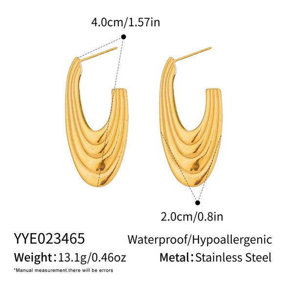 Wholesale Women's Stainless Steel Geometric Ushaped Vacuum Real Gold Plated Earrings For Versatile Wear