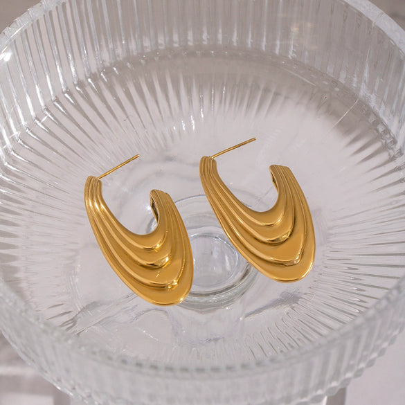 Wholesale Women's Stainless Steel Geometric Ushaped Vacuum Real Gold Plated Earrings For Versatile Wear