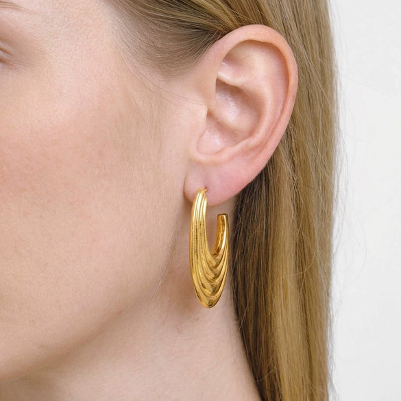 Wholesale Women's Stainless Steel Geometric Ushaped Vacuum Real Gold Plated Earrings For Versatile Wear