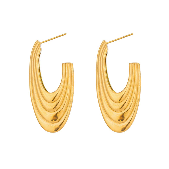 Wholesale Women's Stainless Steel Geometric Ushaped Vacuum Real Gold Plated Earrings For Versatile Wear