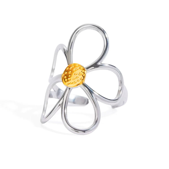 Wholesale Women's Stainless Steel Geometric Vacuum Plated Open Rings Jewelry