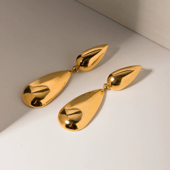 Wholesale Women's Stainless Steel Geometric Water Drop Earrings With Electroplating Light Luxury Niche Style