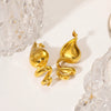 Wholesale Women's Stainless Steel Geometric Water Drop Spiral Earrings With 18K Furnace Vacuum Plated Finish