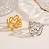 Wholesale Women's Stainless Steel Geometric Wave Cross Ring 18K Gold Plated
