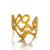 Wholesale Women's Stainless Steel Geometric Wave Cross Ring 18K Gold Plated