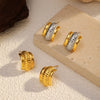 Wholesale Women's Stainless Steel Geometric Wave Cshaped Electroplated Earrings