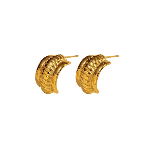 Wholesale Women's Stainless Steel Geometric Wave Cshaped Electroplated Earrings