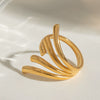 Wholesale Women's Stainless Steel Geometric Wave Irregular Line Opening Ring Electroplated Jewelry Light Luxury Fashion Does Not Fade