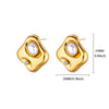 Wholesale Women's Stainless Steel Geometric Wave Pattern Electroplated Heart Earrings