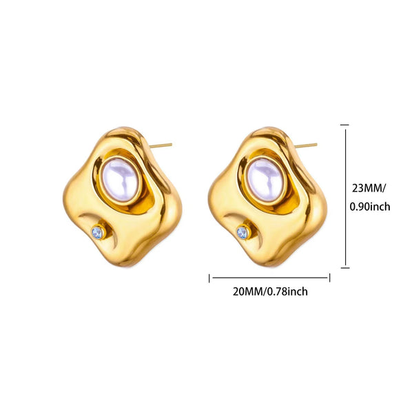 Wholesale Women's Stainless Steel Geometric Wave Pattern Electroplated Heart Earrings