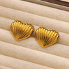 Wholesale Women's Stainless Steel Geometric Wave Pattern Electroplated Heart Earrings