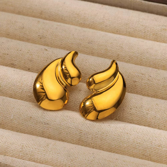 Wholesale Women's Stainless Steel Geometric Wave Pattern Electroplated Heart Earrings