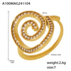 Wholesale Women's 316L Stainless Steel Geometric Whirlpool Handset Zircon Ring Pvd Plated 18K Real Gold Light Luxury Style