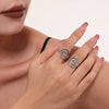 Wholesale Women's 316L Stainless Steel Geometric Whirlpool Handset Zircon Ring Pvd Plated 18K Real Gold Light Luxury Style