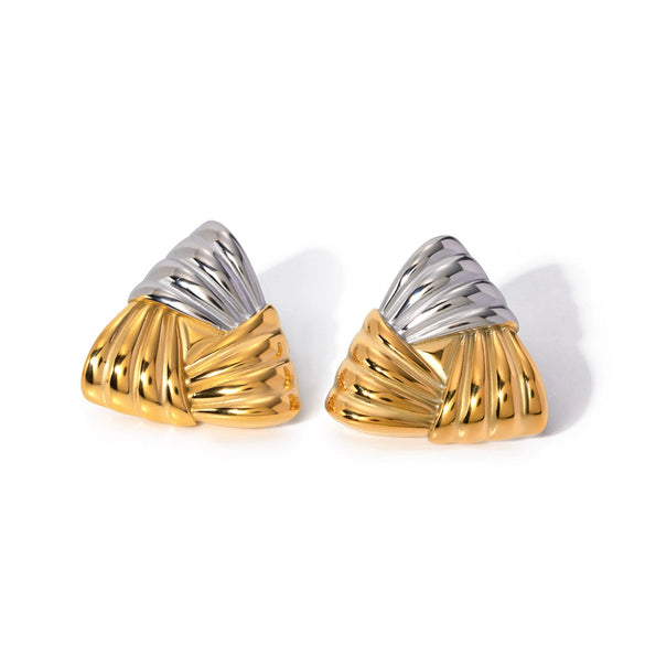 Wholesale Women's Stainless Steel Geometric Wind Earrings With Electroplating Treatment