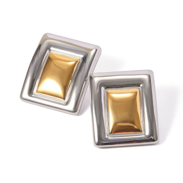 Wholesale Women's Stainless Steel Geometric Wind Earrings With Electroplating Treatment