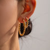 Wholesale Women's Stainless Steel Geometric Wreath Earrings 18K Goldplated Minimalist Hip Hop Style