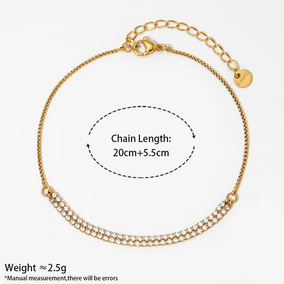 Wholesale Women's Stainless Steel Geometric Zircon Anklet Simple Fashion