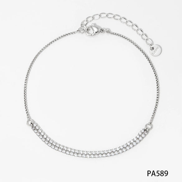 Wholesale Women's Stainless Steel Geometric Zircon Anklet Simple Fashion
