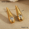 Wholesale Women's Stainless Steel Geometric Zircon Earrings Electroplated Minimalist Design