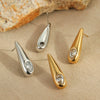 Wholesale Women's Stainless Steel Geometric Zircon Earrings Electroplated Minimalist Design