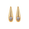 Wholesale Women's Stainless Steel Geometric Zircon Earrings Electroplated Minimalist Design