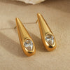Wholesale Women's Stainless Steel Geometric Zircon Earrings Electroplated Minimalist Design