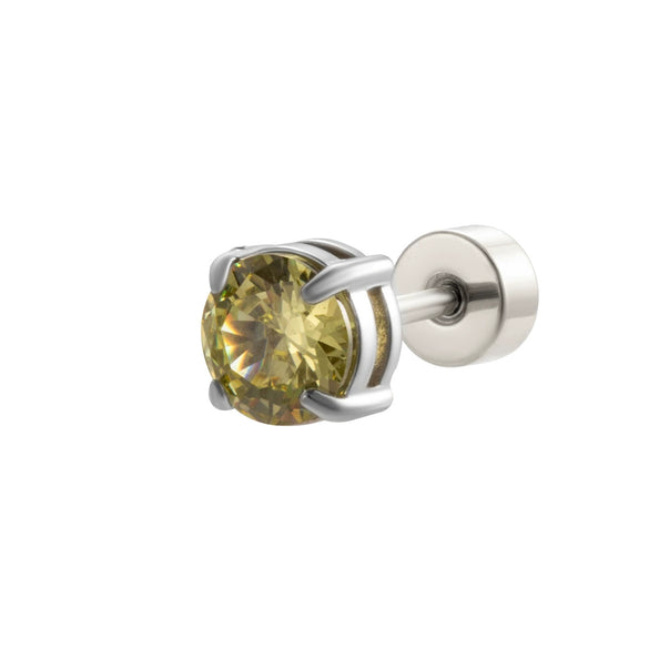 Wholesale Women's Stainless Steel Geometric Zircon Electroplated Round Ear Bone Nail Jewelry