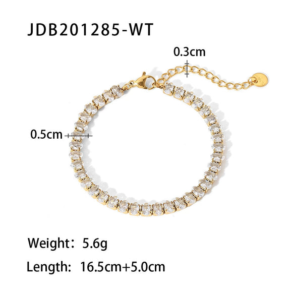 Wholesale Women's Stainless Steel Geometric Zircon Inlaid Bracelet With Gold Chain