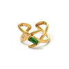 Wholesale Women's Stainless Steel Geometric Zircon Ring Electroplated Gold Antifading