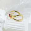 Wholesale Women's Stainless Steel Geometric Zircon Ring Electroplated Gold Antifading