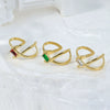 Wholesale Women's Stainless Steel Geometric Zircon Ring Electroplated Gold Antifading