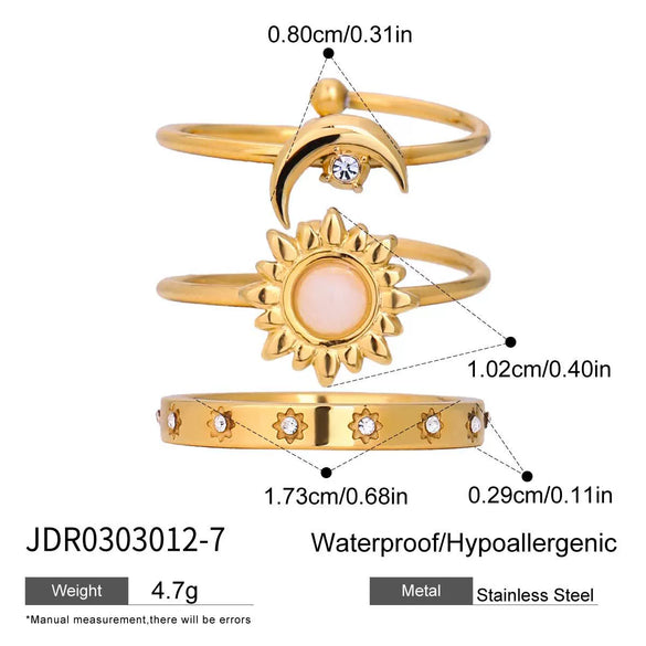 Wholesale Women's Stainless Steel Geometric Zircon Ring With Electroplating Ins Style Minimalist Design