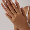 Wholesale Women's Stainless Steel Geometric Zircon Ring With Electroplating Ins Style Minimalist Design