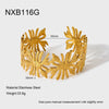 Wholesale Women's Stainless Steel Ginkgo Leaf Open Bracelet Inlaid With Gold