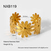Wholesale Women's Stainless Steel Ginkgo Leaf Open Bracelet Inlaid With Gold