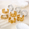 Wholesale Women's Stainless Steel Ginkgo Leaf Open Bracelet Inlaid With Gold