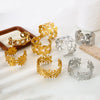 Wholesale Women's Stainless Steel Ginkgo Leaf Open Bracelet Inlaid With Gold