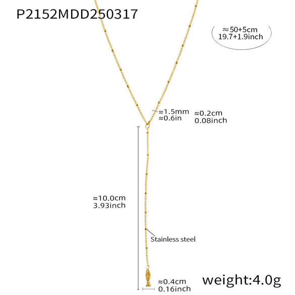 Wholesale Women's 316L Stainless Steel Glazed Beads And 316L Stainless Steel Dolphin Pendant Clavicle Chain With Geometric And Animal Patterns Electroplated Bohemian Style
