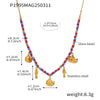 Wholesale Women's 316L Stainless Steel Glazed Beads And 316L Stainless Steel Dolphin Pendant Clavicle Chain With Geometric And Animal Patterns Electroplated Bohemian Style